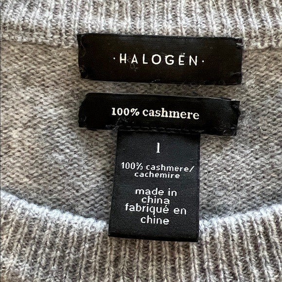 Halogen Grey Cashmere Crew Neck Sweater Size Large - Picture 6 of 7